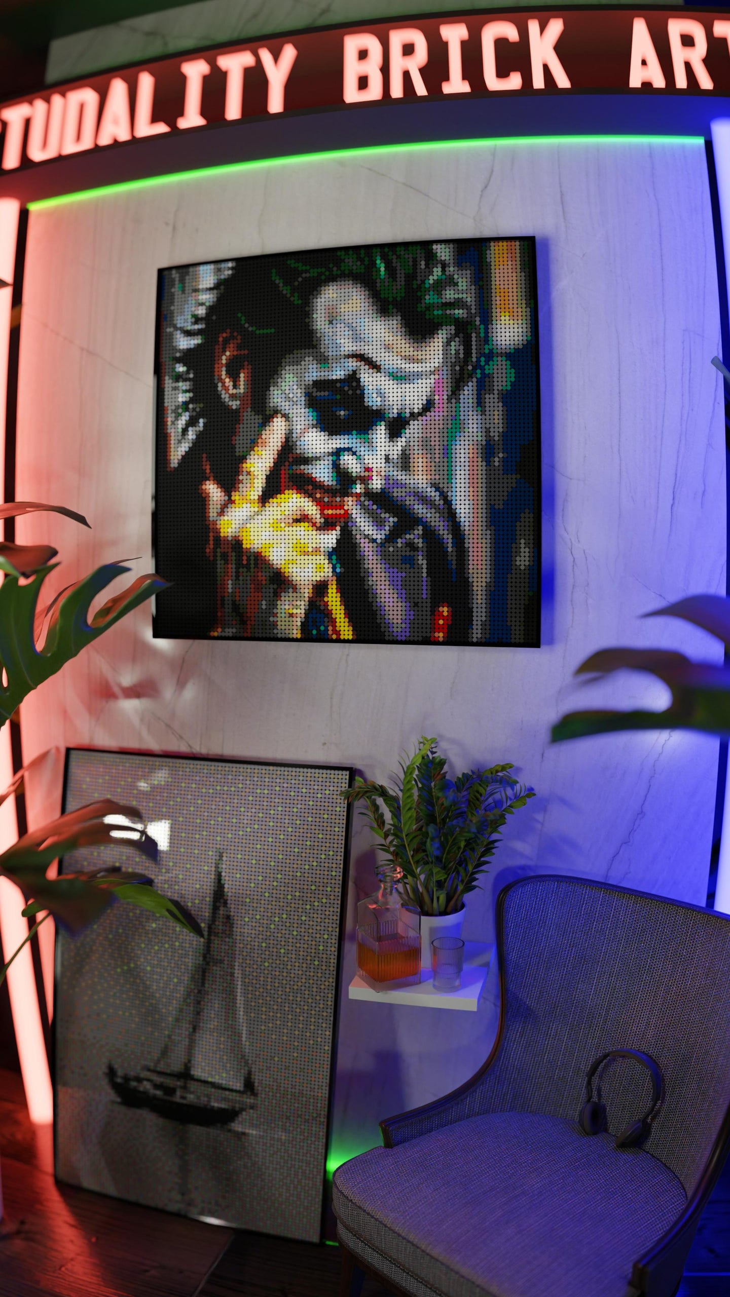 Tony Eats LEGO® Style mosaic pixel art design for display